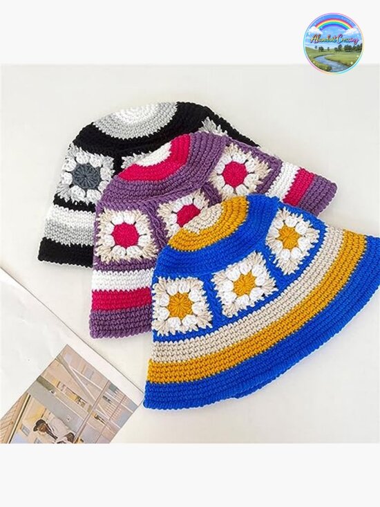 Handmade Crochet Bucket Hat Floral Knitted Cloche Summer Beach Fishing Cap main image 7